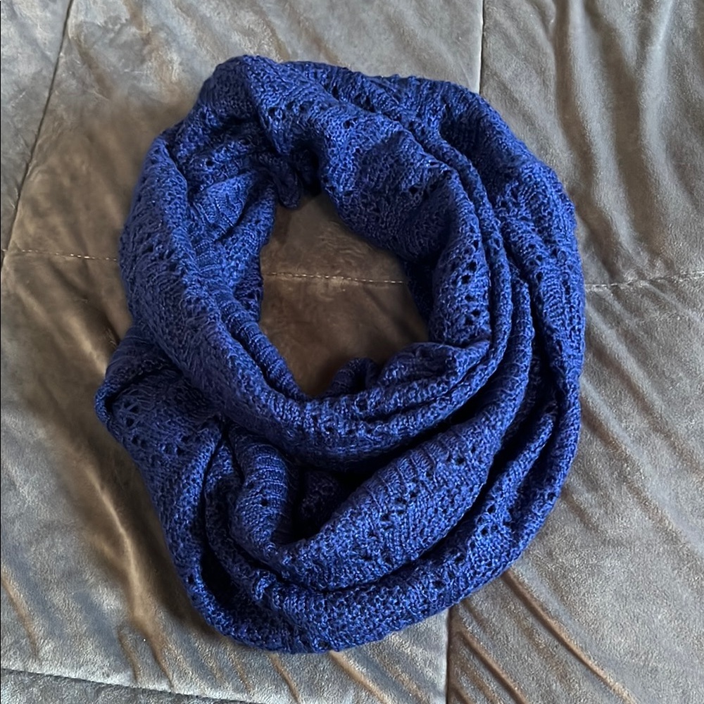 Blue Knit Infinity Scarf